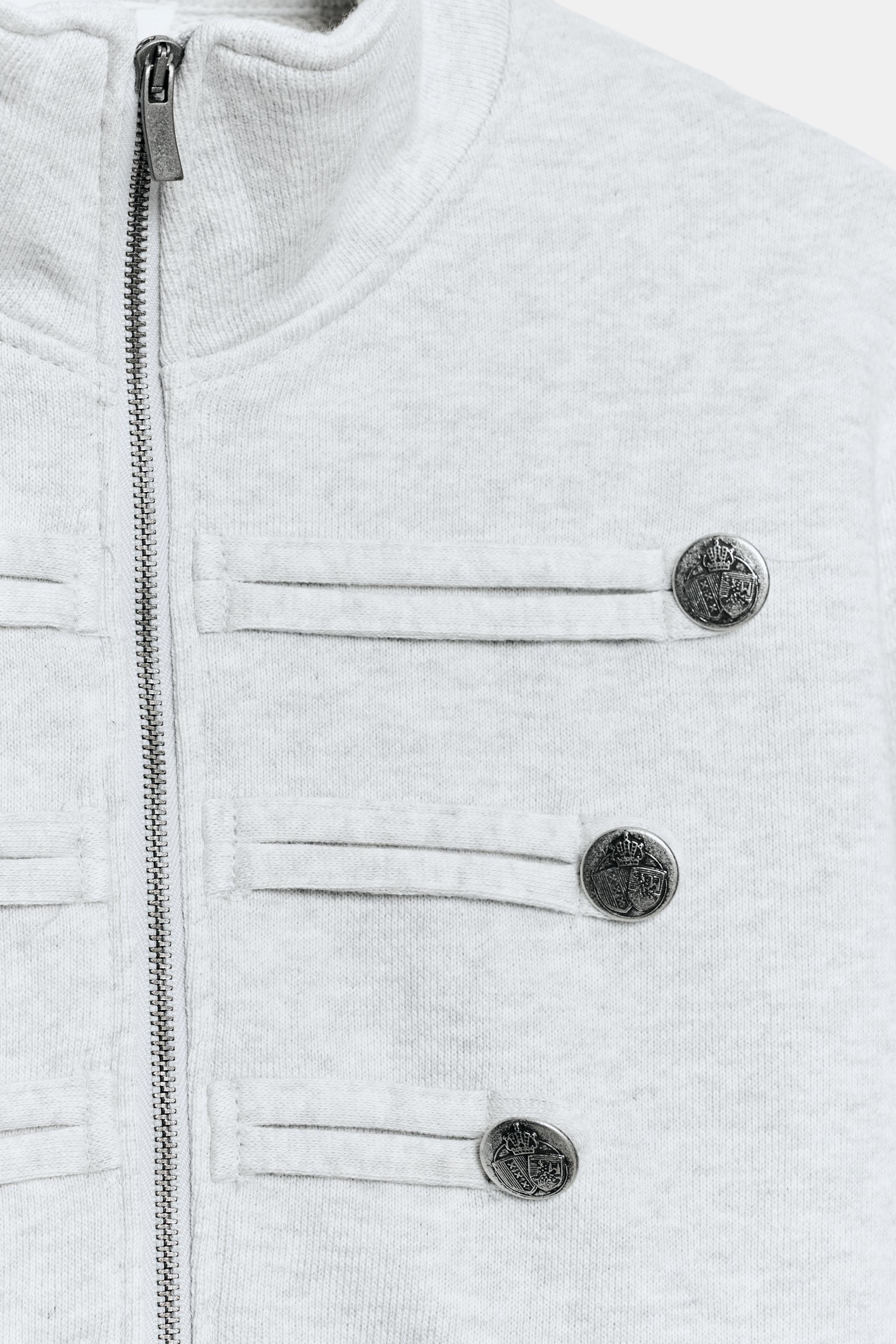 BUTTON ZIP SWEATSHIRT